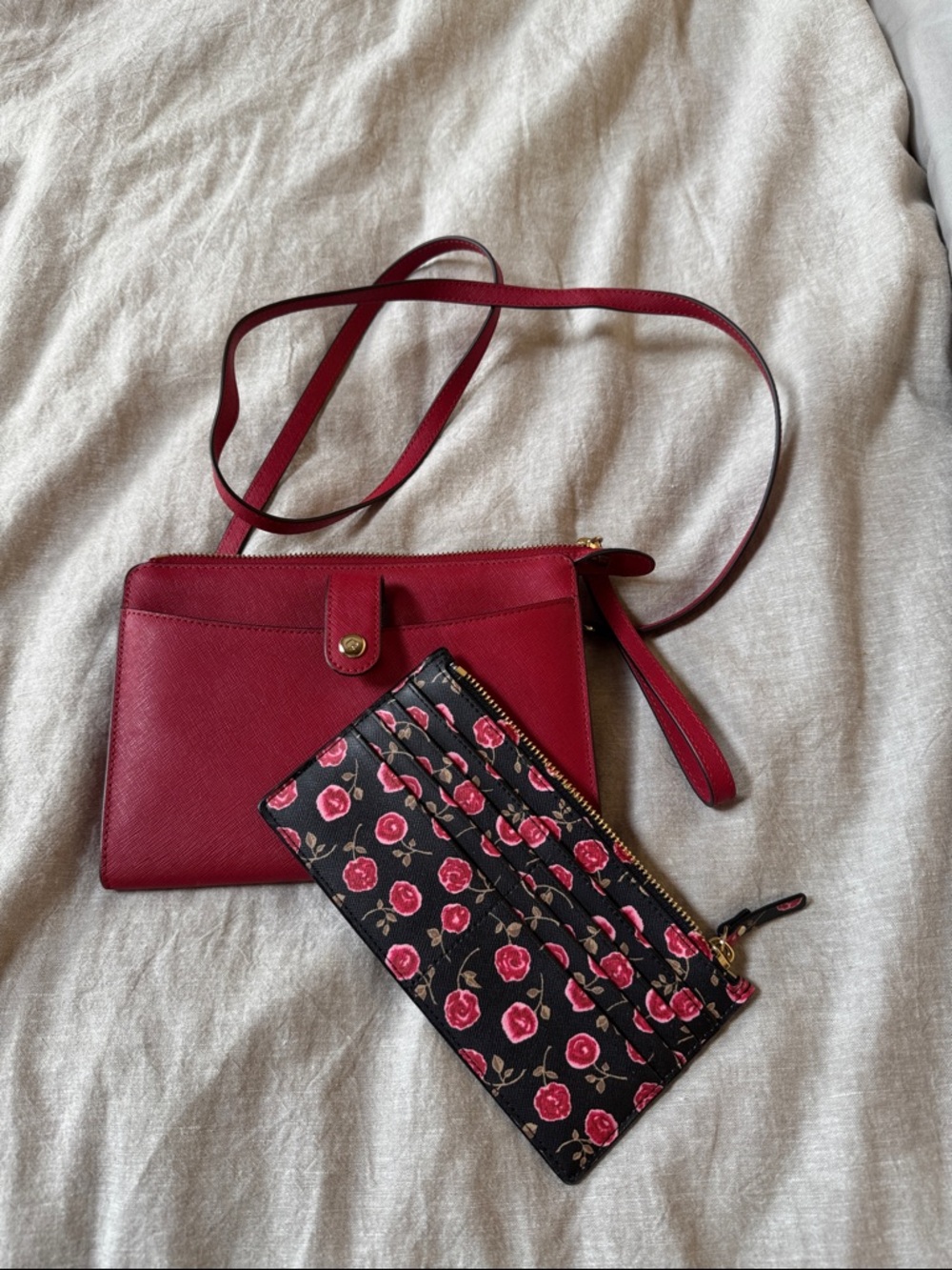 kate spade Red Crossbody with Floral Card Wallet